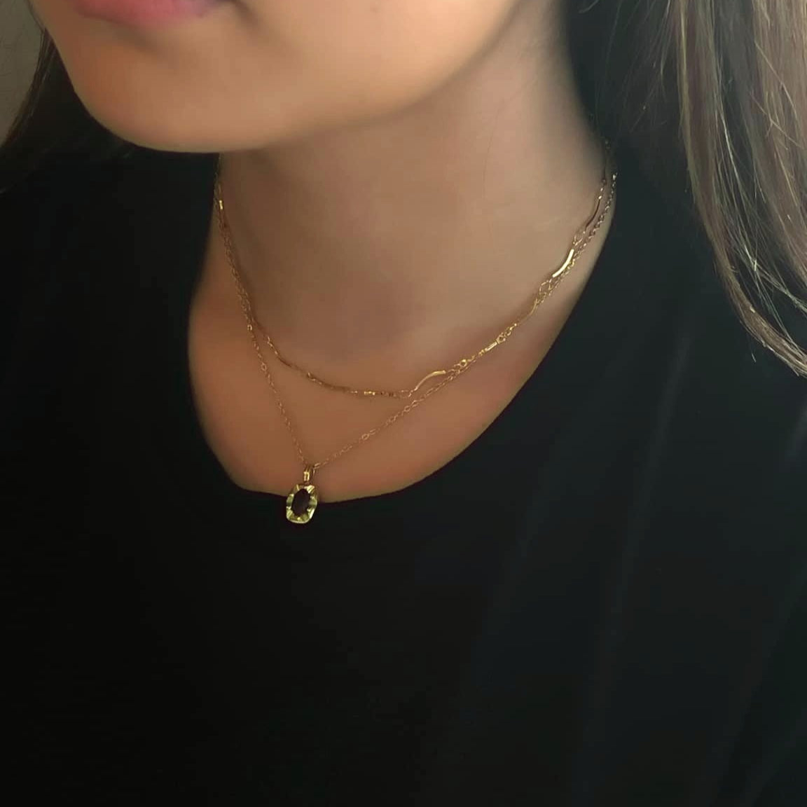 Onyx Halsband Guld